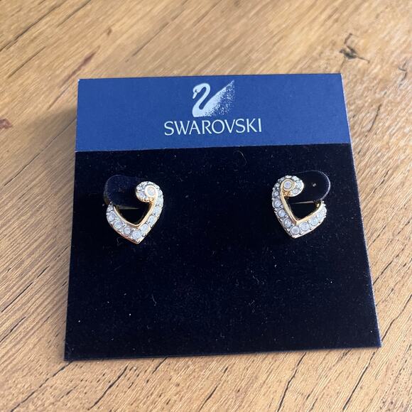 Swarovski Gold Tone Crystal Heart Swirl Earrings with Certificate 100% Charity - Picture 2 of 3